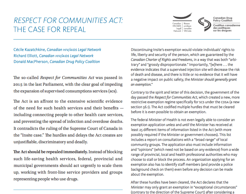 Full Report Respect for Communities Act: